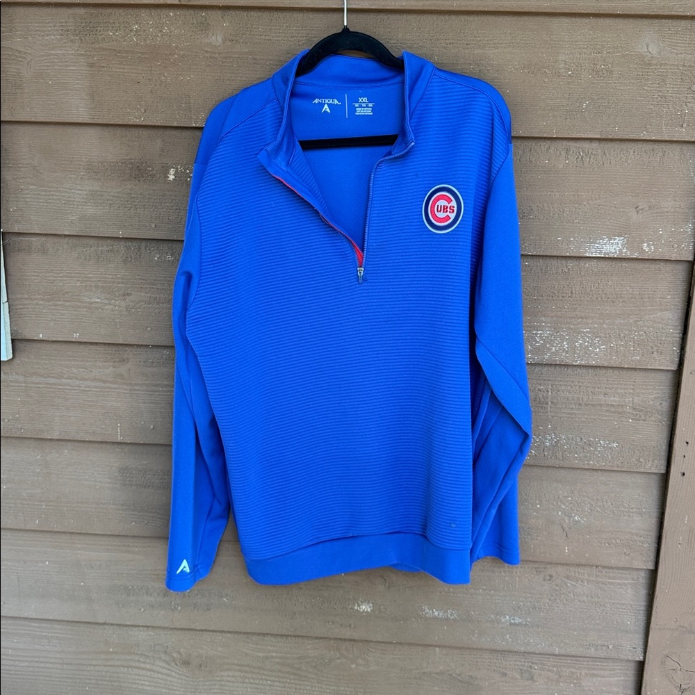 Antigua Blue Chicago Cubs Logo Zip Up Size XXL